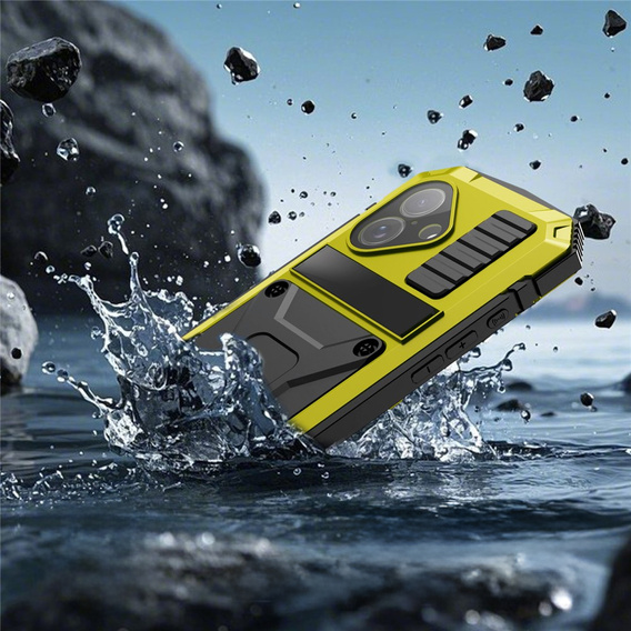 Etui R-JUST do iPhone 17 z wbudowaną ochroną ekranu - żółte