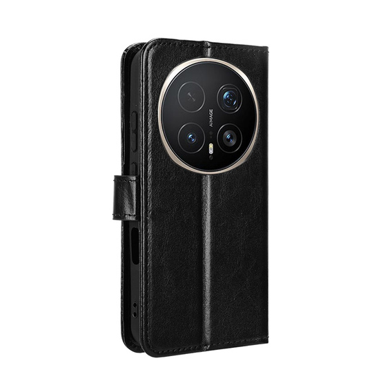 Etui z klapką do Honor Magic 8 Pro, Crazy Horse Wallet, czarne