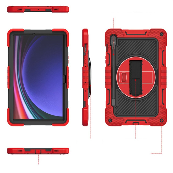 Etui do Samsung Galaxy Tab S9, Pancerne Ochronne, Czerwone / Czarne