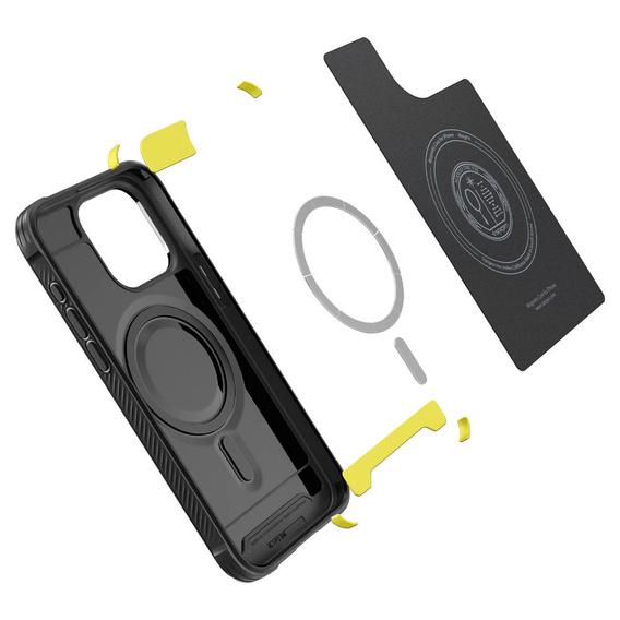 Etui Spigen do iPhone 15 Pro, Rugged Armor MagSafe, Czarne