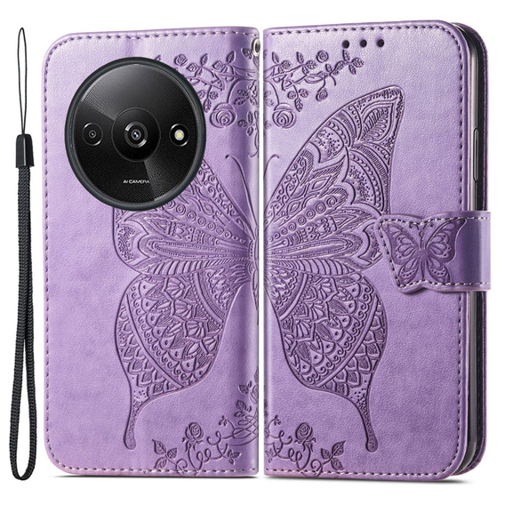 Etui z klapką do Xiaomi Redmi A3, Butterfly, fioletowe