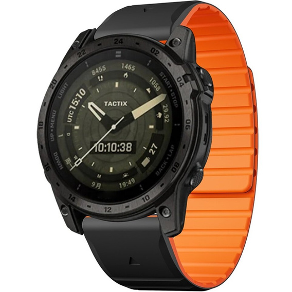 Pasek Silikonowy QuickFit do Garmin Fenix 22mm, Czarny / Pomarańczowy