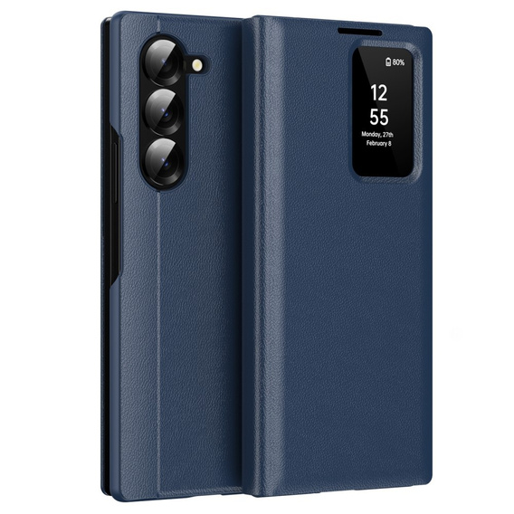 Etui z klapką do Samsung Z Fold5 5G, Smart View Wallet, granatowe