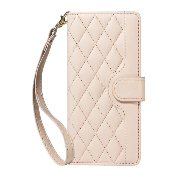 Etui z klapką do Motorola Edge 50 Neo / Motorola ThinkPhone 25, Rhombus Crossbody Leather, beżowe