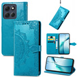 Etui portfelowe z motywem kwiatowym do Motorola Moto G86 5G – Niebieskie