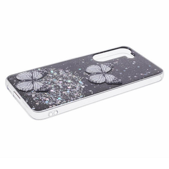 Etui do Samsung Galaxy S24, Glitter Butterfly, czarne