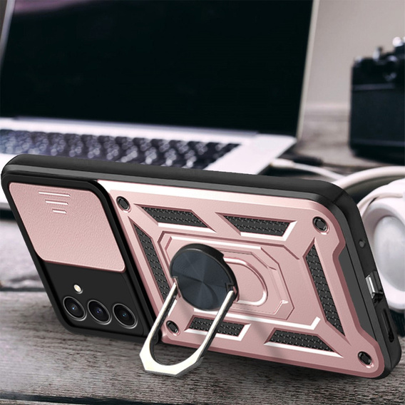 Etui pancerne do Samsung Galaxy S23 FE, CamShield Slide, różowe rose gold
