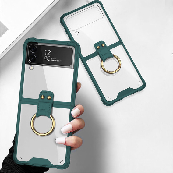 Etui GKK Corners Dropproof do Samsung Galaxy Z Flip 4 5G, Transparent Green