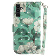 Etui z klapką do Samsung Galaxy A25 5G Wallet, Flowers, zielone + szkło 9H
