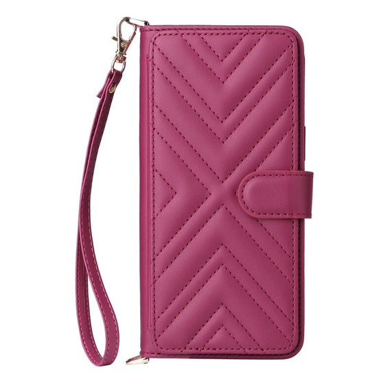 Etui z klapką do Xiaomi Poco F7 Ultra, Crossbody Leather Wallet, bordowe