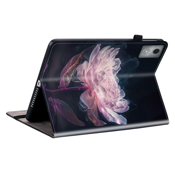 Etui do Lenovo Tab K11 Plus z nadrukiem piwonii, z kieszeniami na karty i funkcją podstawki
