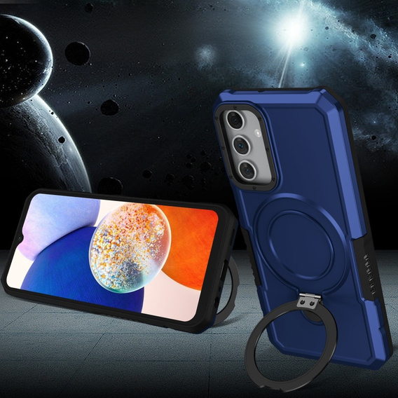 Etui do Samsung Galaxy A15 5G, Kickstand Ring, niebieskie + szkło 9H