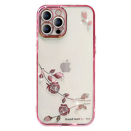Etui do iPhone 15 Pro, Glitter Flower, czerwone