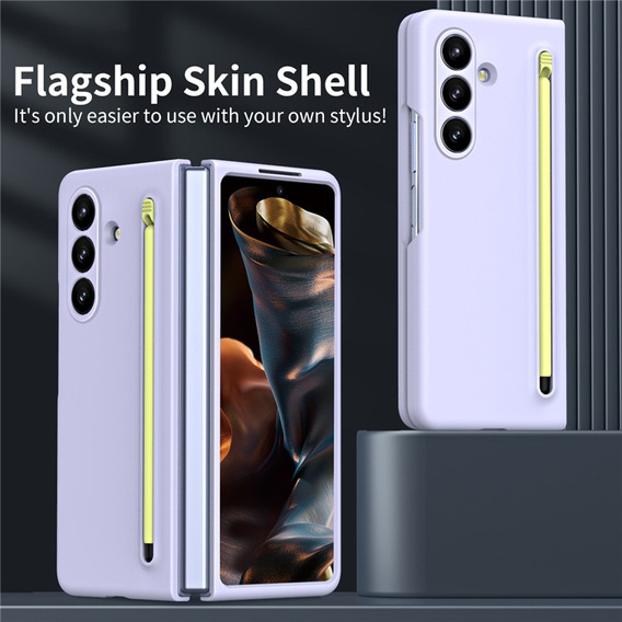 Etui ze szkłem i rysikiem do Samsung Galaxy Z Fold7 – fioletowe