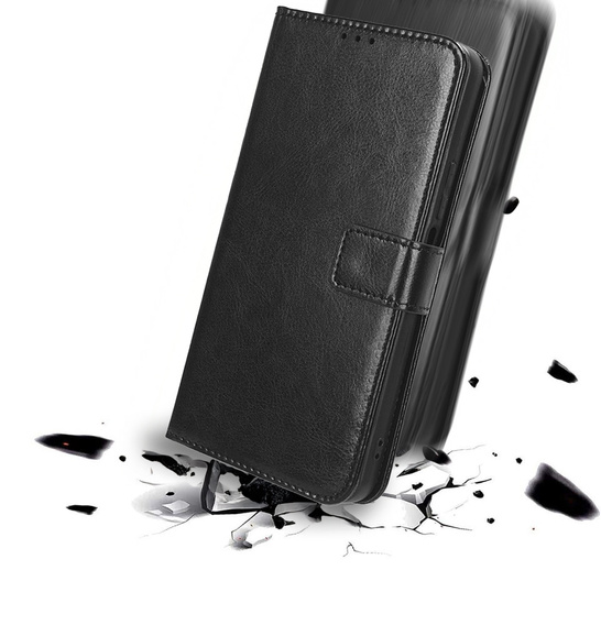 Etui z klapką do Motorola Moto G56 5G, Crazy Horse Wallet, czarne