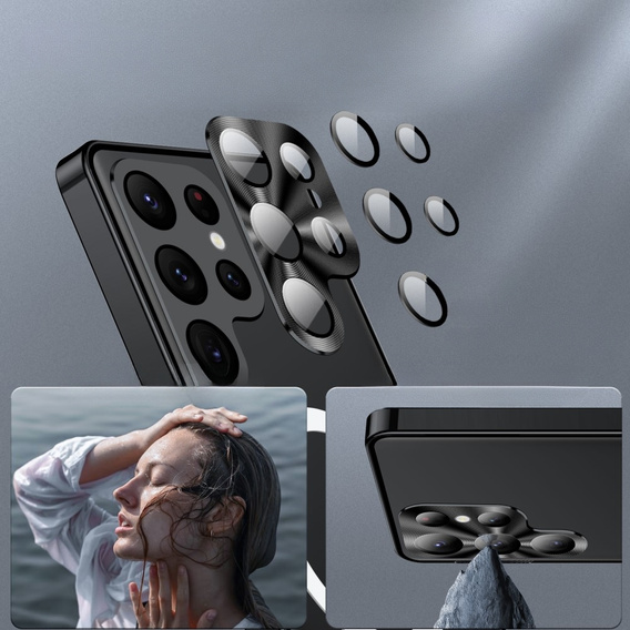 Etui z ochroną aparatu do Samsung Galaxy S23 Ultra, CamShield MagSafe, przezroczyste / czarne