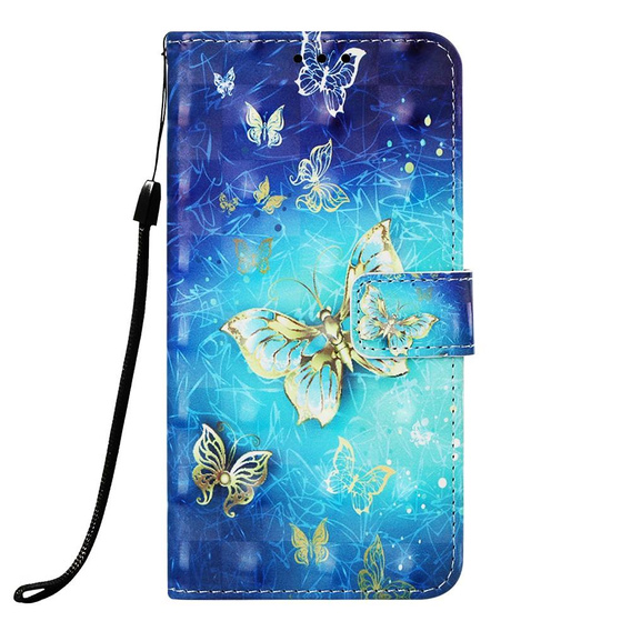 Etui Wallet do Samsung Galaxy A50/A30s, Light Spots Decor, Gold Butterfly