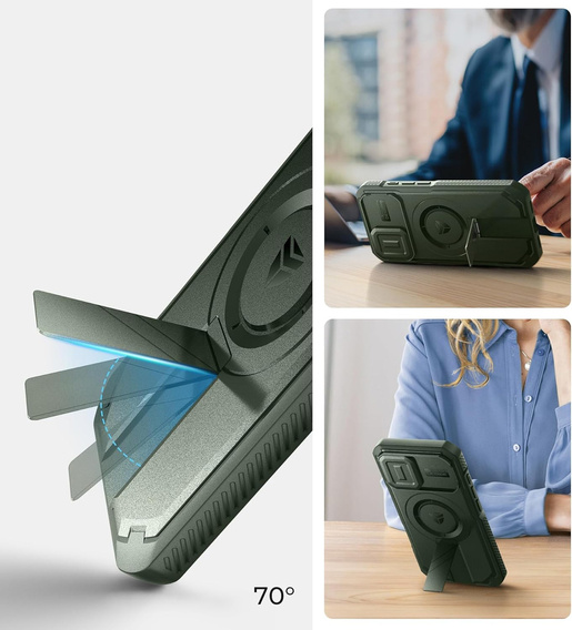 Etui Dexnor MagSafe do iPhone 16 magnetyczne z przesuwaną osłoną aparatu – zielone