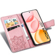 Etui z klapką do Honor 400 5G, Butterfly, różowe rose gold