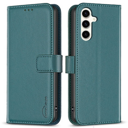Etui z klapką do Samsung Galaxy S23 FE, BINFEN Wallet, zielone + szkło 9H