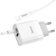 HOCO C80A Ładowarka Sieciowa PD 20W QC3.0 + Kabel USB-C - Lightning 1m, White