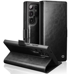 Etui z klapką do Samsung Galaxy S25 Ultra, QIALINO Leather Wallet, czarne