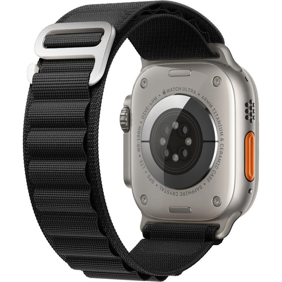 Pasek Nylonowy do Apple Watch 1/2/3/4/5/6/7/8/9/10/11/SE Ultra 1/2/3 42/44/45/46/49mm, Czarny