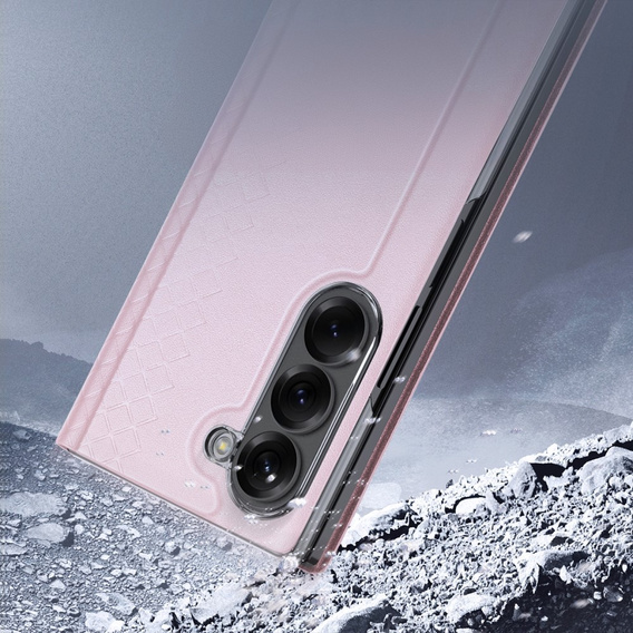 Etui Dux Ducis Bril Series do Samsung Galaxy Z Fold7 5G – różowe, skórzane, z funkcją podstawki