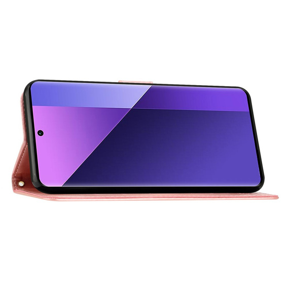 Etui z klapką do Xiaomi Redmi Note 13 Pro+, Butterfly, różowe rose gold