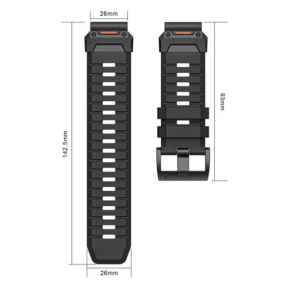 Pasek Silikonowy QuickFit do Garmin Fenix 26mm, Czarny