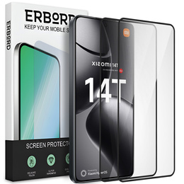 2x Szkło Hartowane do Xiaomi 14T / 14T Pro, ERBORD 3D pełne, szybka na cały ekran