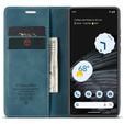 Etui CASEME do Google Pixel 7, Leather Wallet Case, turkusowe