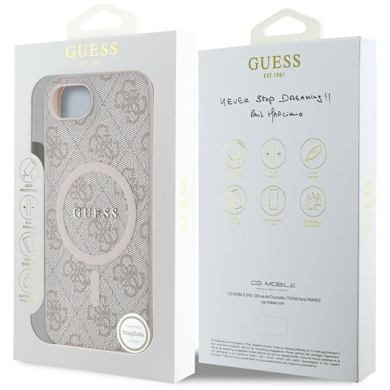 Etui GUESS do iPhone 16E, 4G Ring Classic Logo, różowe