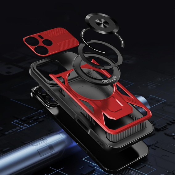 Etui Magnetyczne z Podstawką do Xiaomi Redmi Note 14 4G – Czerwone