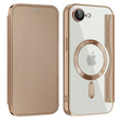Etui z klapką do iPhone 16E, RFID Wallet MagSafe z ochroną aparatu, złote