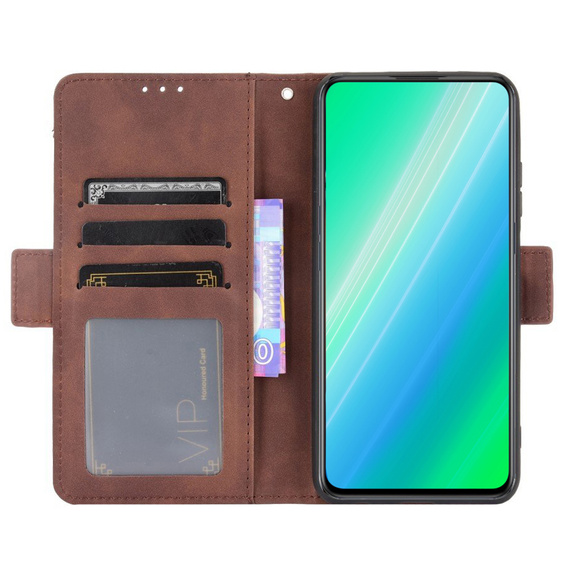 Etui z klapką do Huawei Nova 10 4G, Card Slot, brązowe