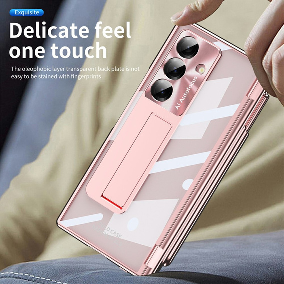 Etui do Samsung Galaxy Z Fold7 5G, z podstawką, różowe rose gold