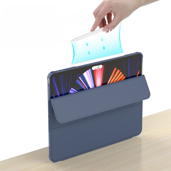 Etui do iPad Pro 12.9" 2022/2021/2020 (6/5/4 gen.), Smart Pencil, z miejscem na rysik, granatowe