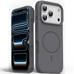 Etui silikonowe do iPhone 17 Pro Max - kompatybilne z MagSafe, antywstrząsowe, szare