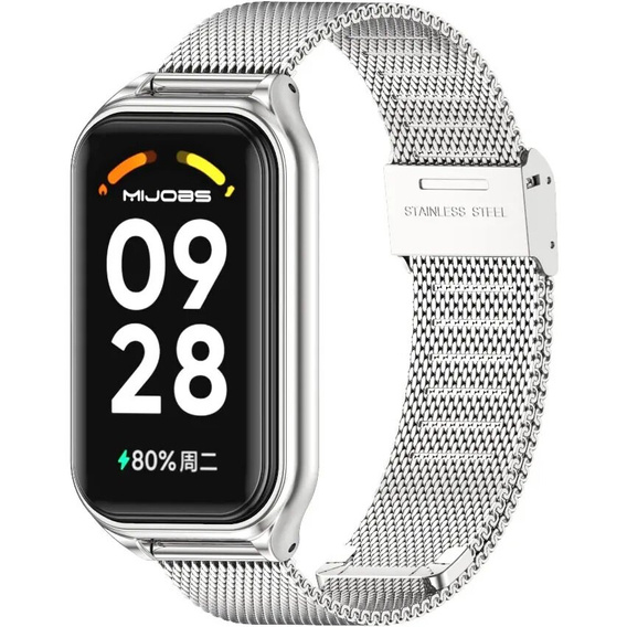 Bransoleta Milanese do Xiaomi Redmi Smart Band 2 / Xiaomi Smart Mi Band 8 Active, Srebrna