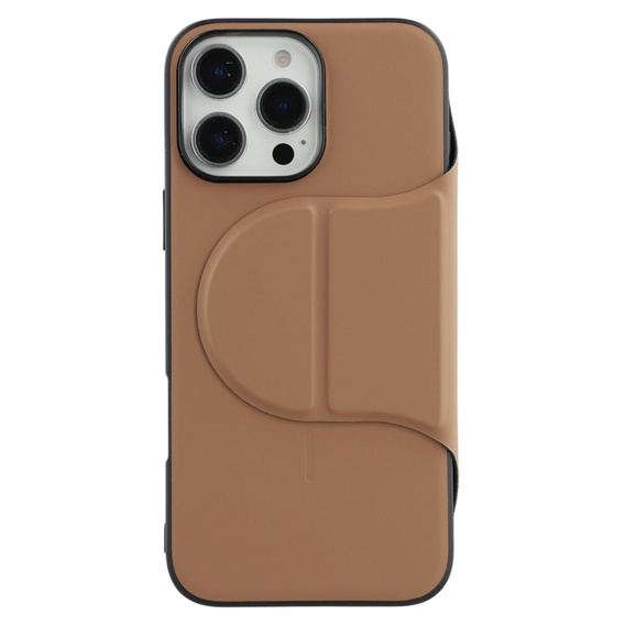 Etui z klapką do iPhone 16 Pro z MagSafe, odczepianymi pleckami, kieszonką na kartę i podstawką – brązowe
