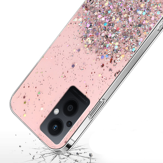 Etui do Oppo Reno7 Lite 5G, Glittery, różowe