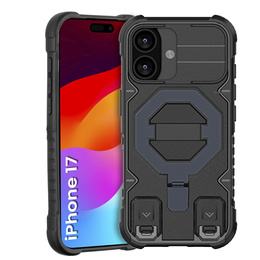 Etui pancerne do iPhone 17, do MagSafe, z podstawką, czarne