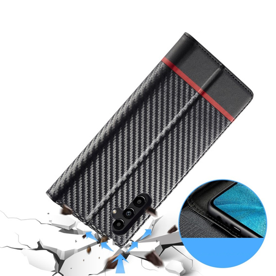 Etui z klapką do Samsung Galaxy A55, Carbon LC.IMEEKE, czarne