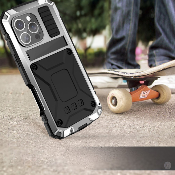 Etui pancerne do iPhone 16 Pro, R-JUST, srebrne