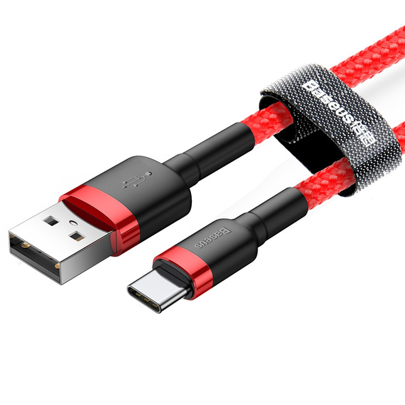 Baseus kabel Cafule 0,5 m USB-A do USB-C 3 A - czerwono‑czarny