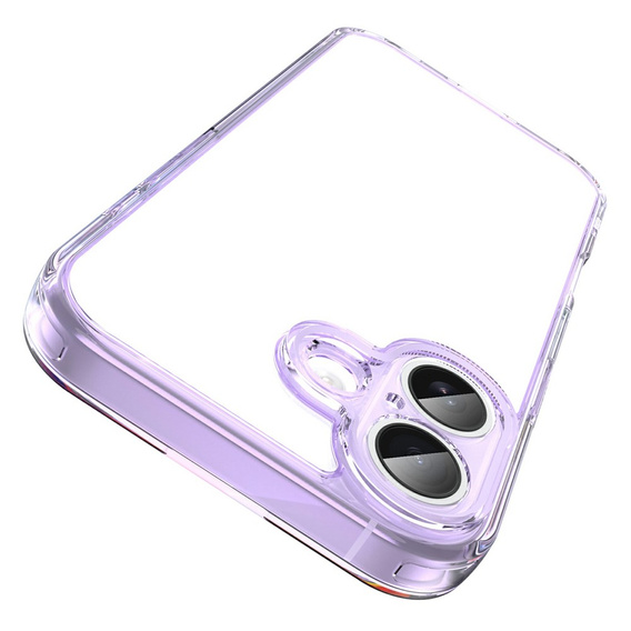 Etui do iPhone 17, z ochroną aparatu, przezroczyste z fioletową ramką