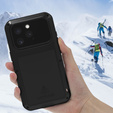 Etui Love Mei do iPhone 16 Pro, pancerne ze szkłem, czarne