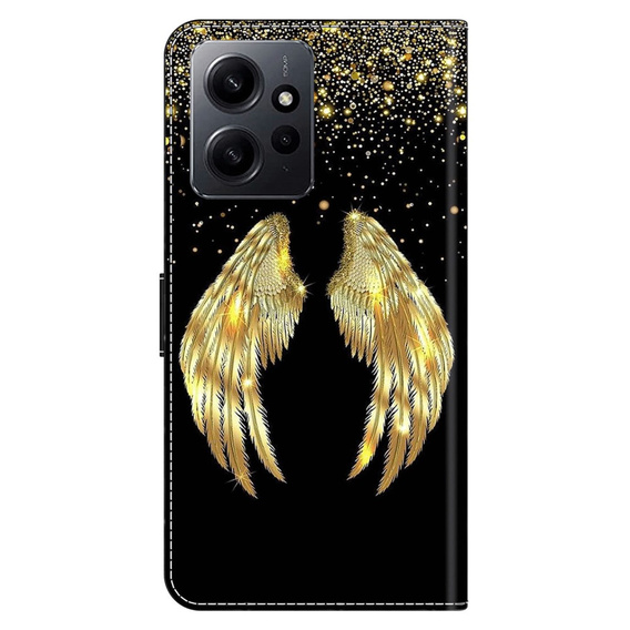 Etui z klapką do Xiaomi Redmi Note 12 4G, Wallet, Wings złote
