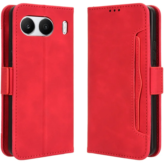 Etui z klapką do OnePlus Nord 4, Card Slot, czerwone